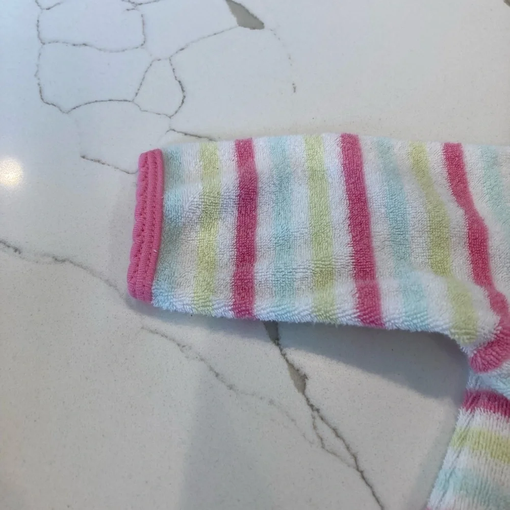 Baby girl carters white pink stripe footie pajamas pjs sleeper button up apple